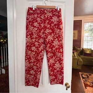 Ralph Lauren Red Floral size 12 Pants Cottagecore P271